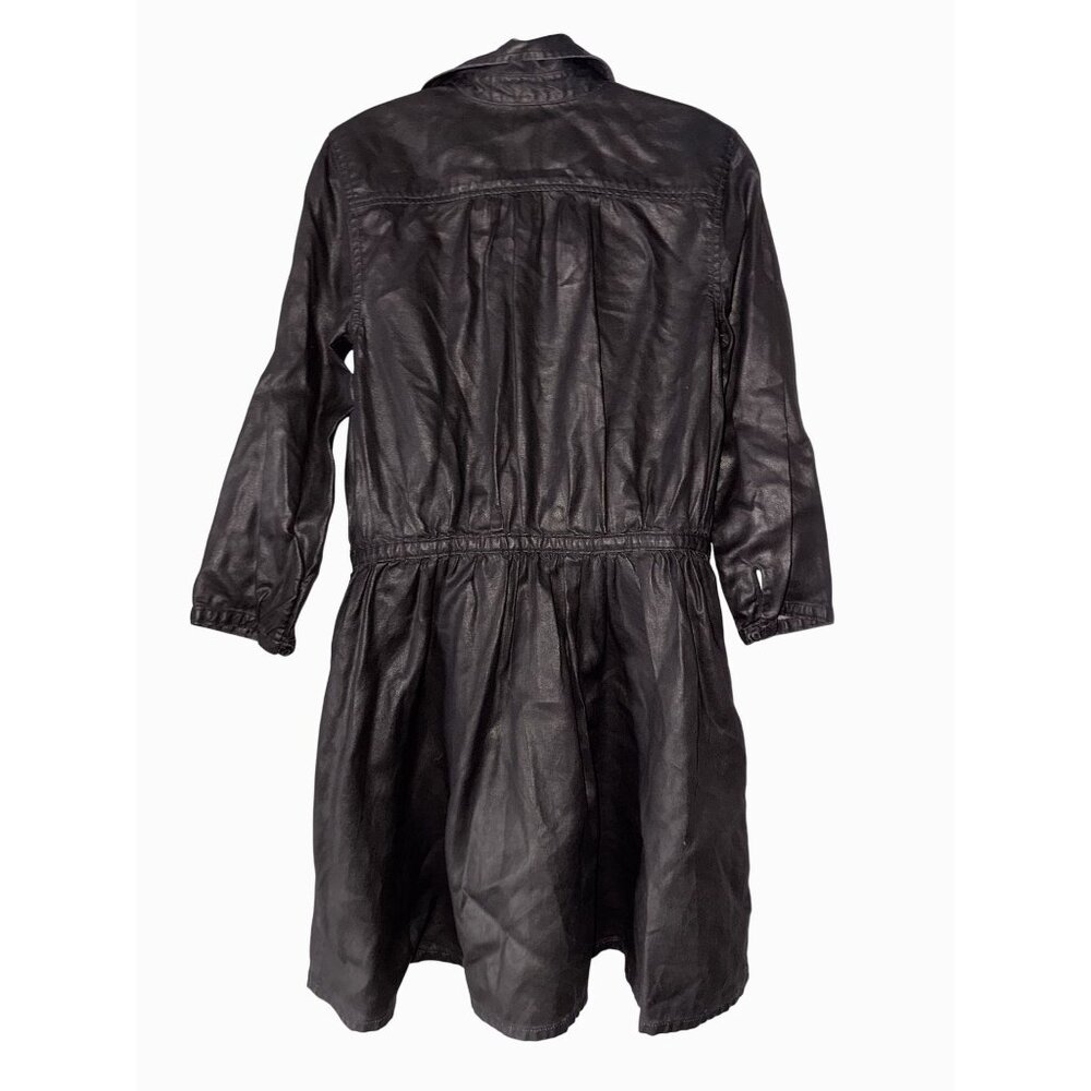 Small Black label levi's Long sleeve Button-Up Dress Pockets coated denim Elasti - Picture 7 of 7
